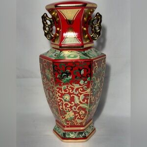 Hexagonal cloisonné enamel Jingdezhen ceramic wine bottle/jar Chinese gold gilt